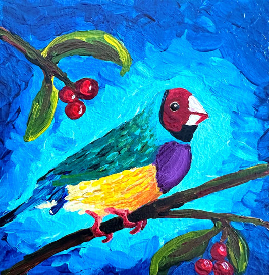 Frank the Finch – Original Acrylic Painting by Cassie Holmes