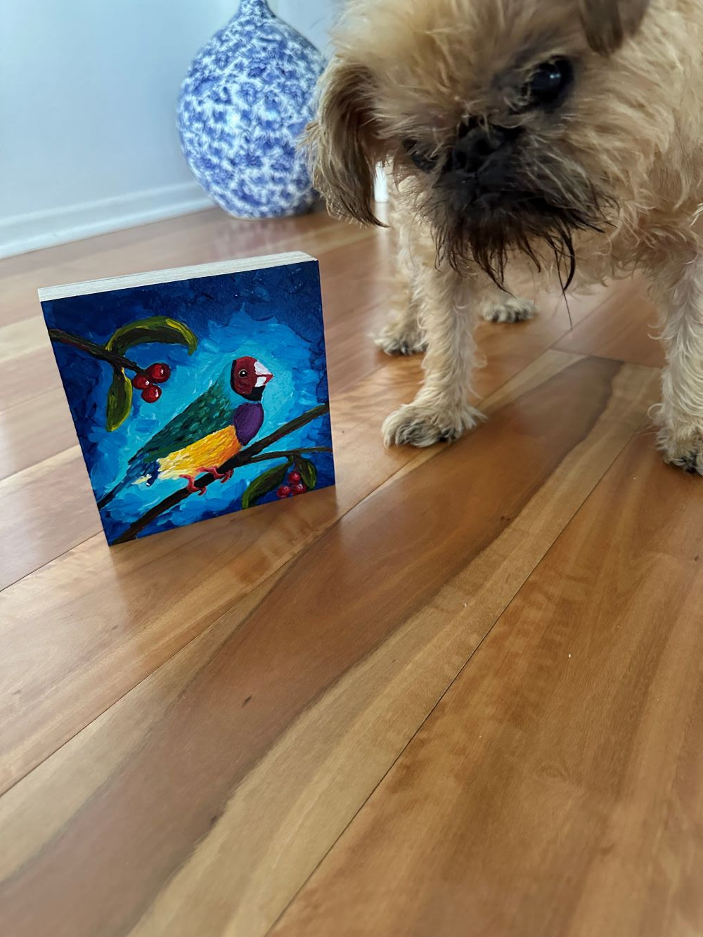 Frank the Finch – Original Acrylic Painting by Cassie Holmes