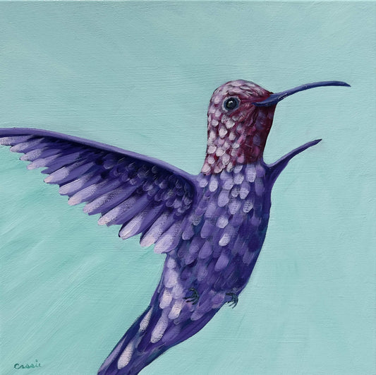 A Moment of Awe – Original Hummingbird Oil Painting by Cassie Holmes
