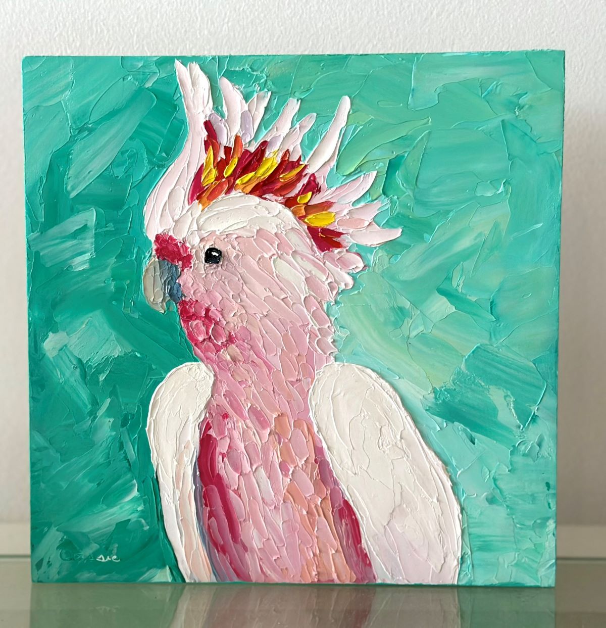 Pink Punk - Original Cockatoo Oil Painting by Cassie Holmes