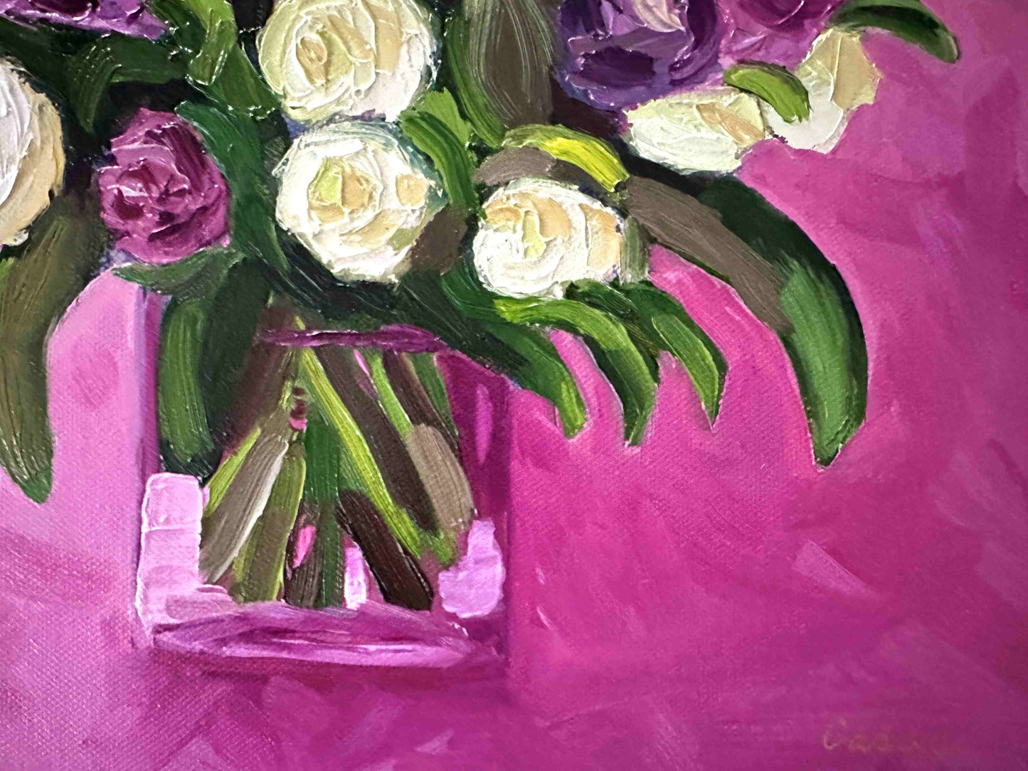 Whispers of Love – Textured Floral Oil Painting by Cassie Holmes