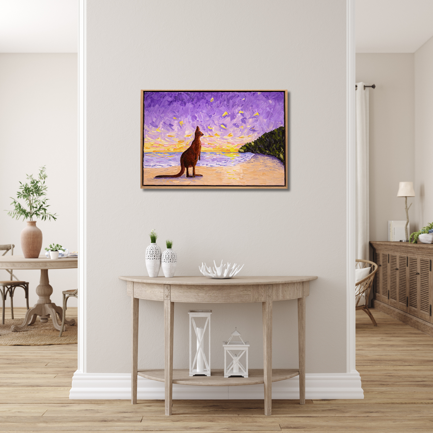 Aussie Sunset - Original Kangaroo Oil Painting by Cassie Holmes