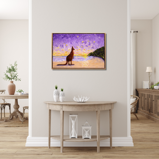 Aussie Sunset - Original Kangaroo Oil Painting by Cassie Holmes