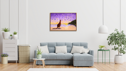 Aussie Sunset - Original Kangaroo Oil Painting by Cassie Holmes