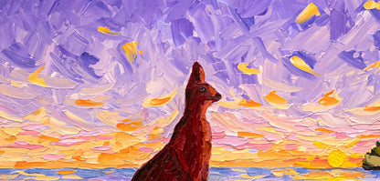 Aussie Sunset - Original Kangaroo Oil Painting by Cassie Holmes