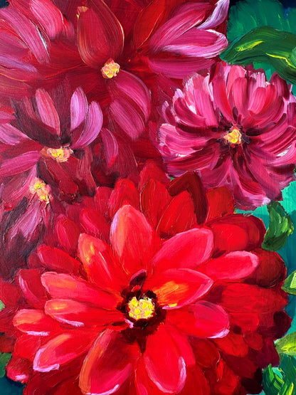 Blooms in Red – Original Oil Painting by Cassie Holmes