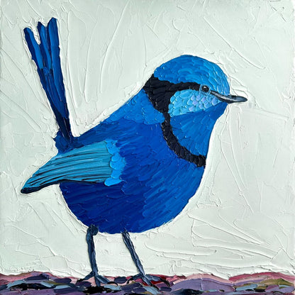 Cheerful in Blue – Original Oil Painting by Cassie Holmes