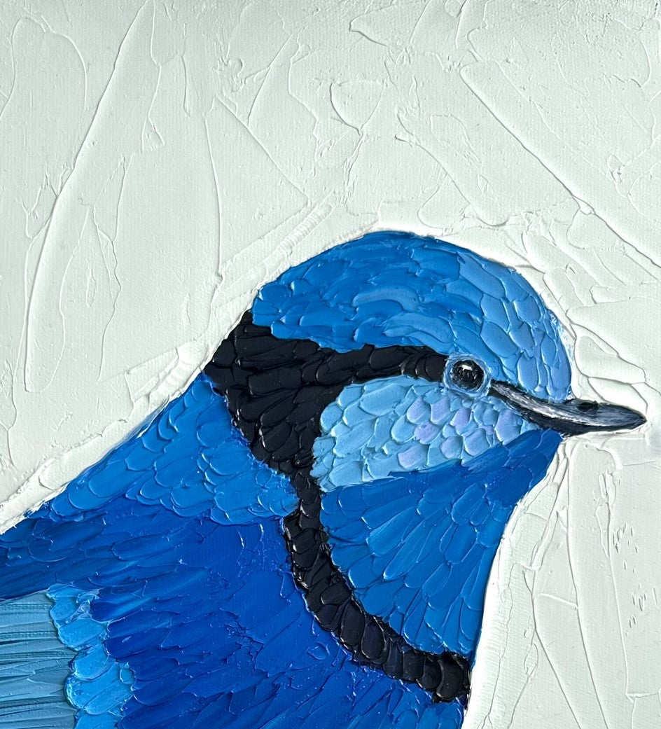 Cheerful in Blue – Original Oil Painting by Cassie Holmes