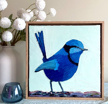 Cheerful in Blue – Original Oil Painting by Cassie Holmes