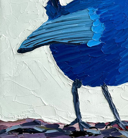 Cheerful in Blue – Original Oil Painting by Cassie Holmes