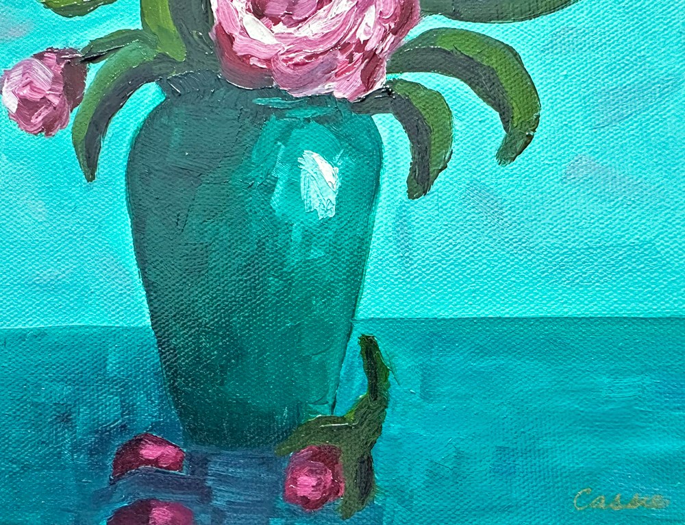 Emerald Roses – Original Oil Painting by Cassie Holmes