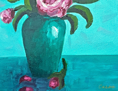 Emerald Roses – Original Oil Painting by Cassie Holmes