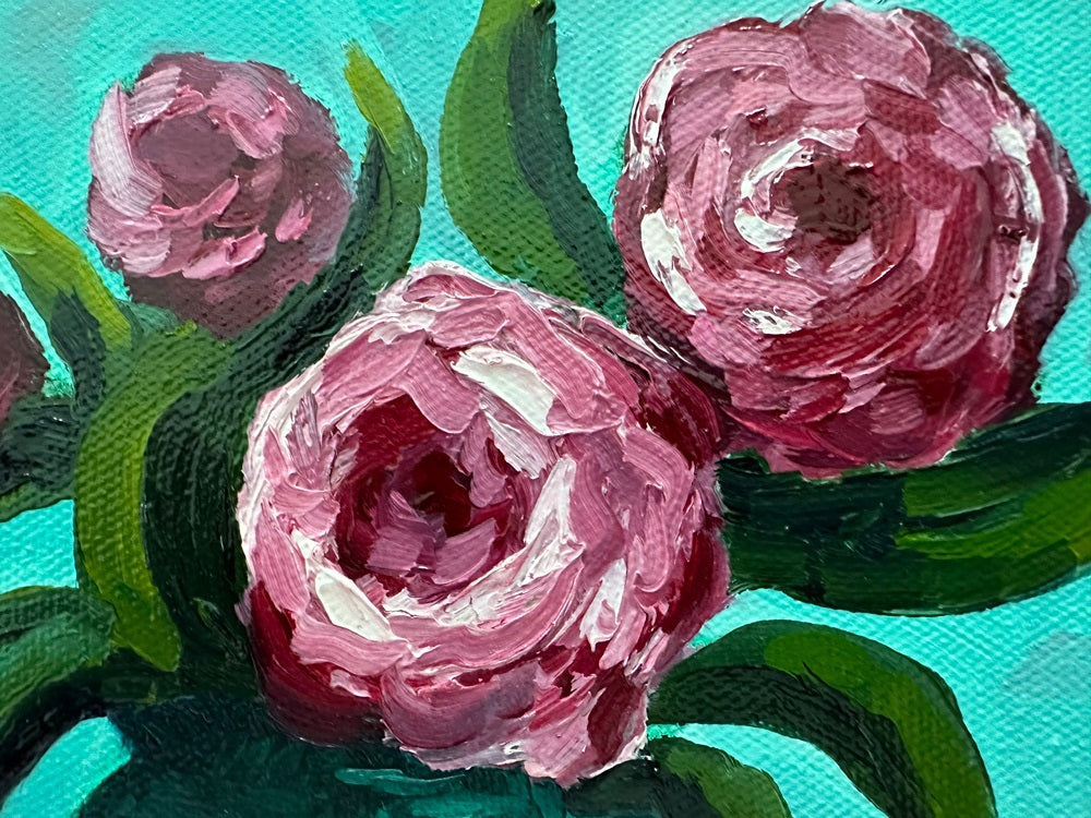 Emerald Roses – Original Oil Painting by Cassie Holmes
