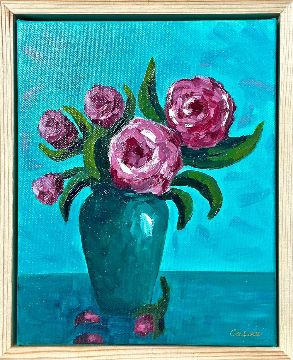 Emerald Roses – Original Oil Painting by Cassie Holmes