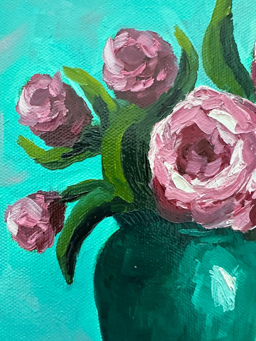 Emerald Roses – Original Oil Painting by Cassie Holmes