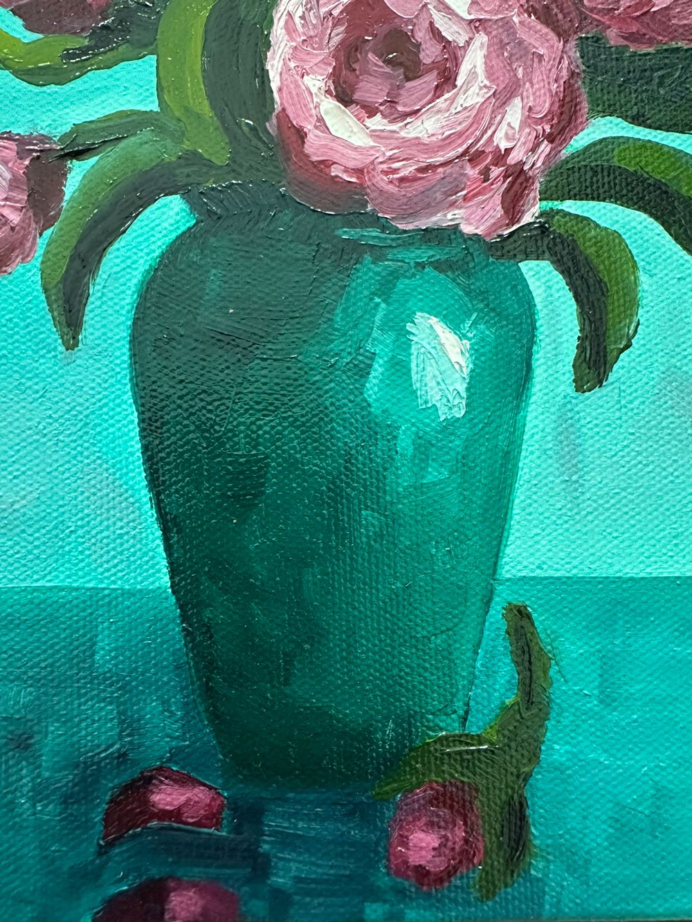 Emerald Roses – Original Oil Painting by Cassie Holmes