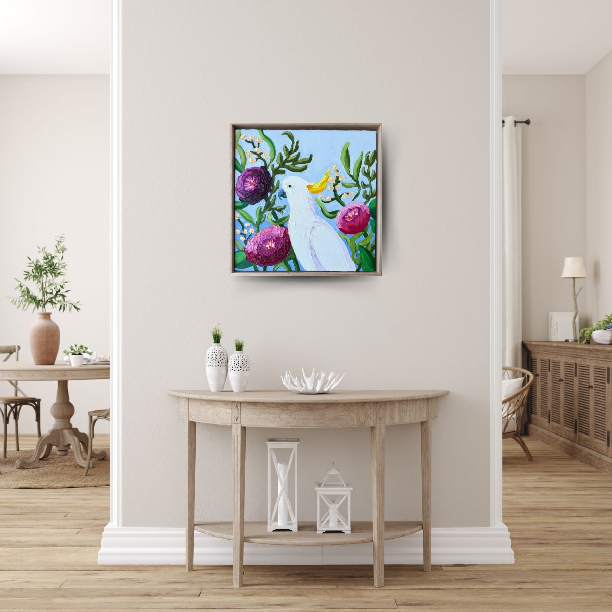 Floral Cockatoo – Original Oil Painting by Cassie Holmes