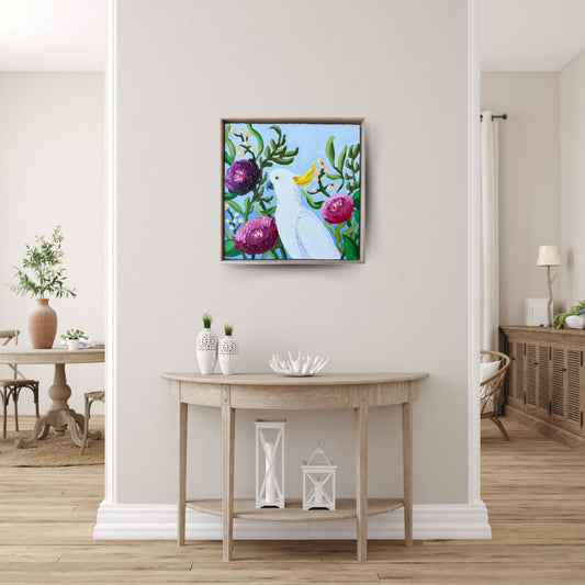 Floral Cockatoo – Original Oil Painting by Cassie Holmes