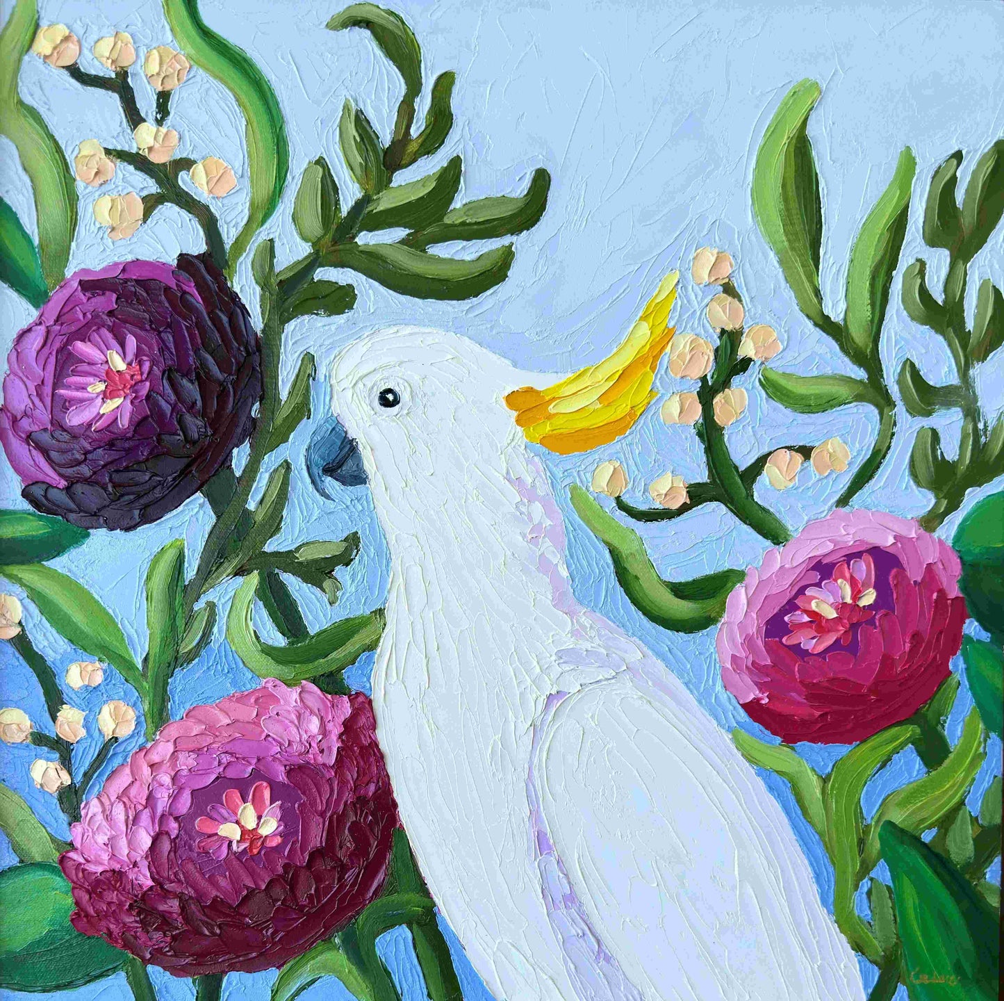 Floral Cockatoo – Original Oil Painting by Cassie Holmes