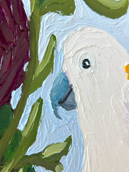 Floral Cockatoo – Original Oil Painting by Cassie Holmes