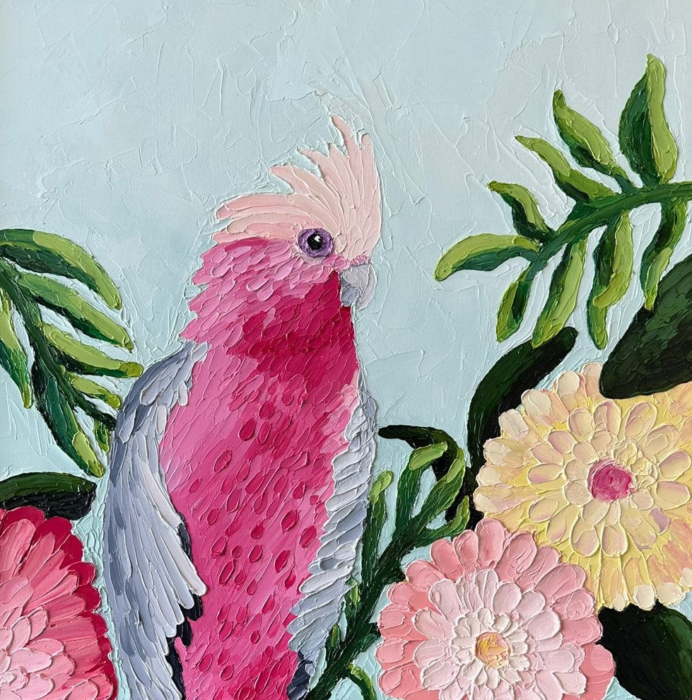 Floral Galah – Original Oil Painting by Cassie Holmes
