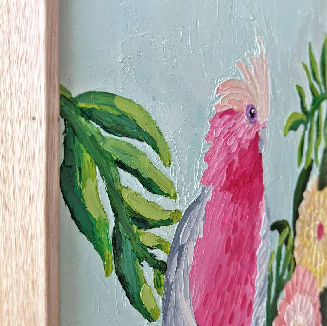 Floral Galah – Original Oil Painting by Cassie Holmes