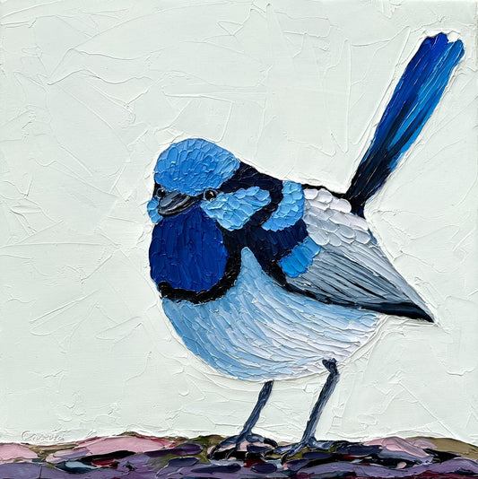 Fluffy Wren – Original Oil Painting by Cassie Holmes