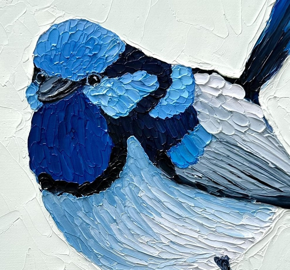 Fluffy Wren – Original Oil Painting by Cassie Holmes