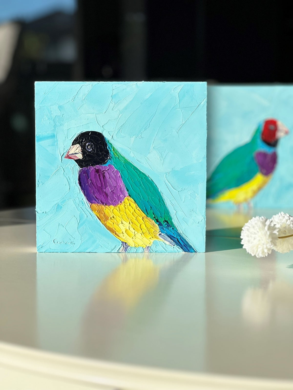 Francis – Original Finch Oil Painting by Cassie Holmes