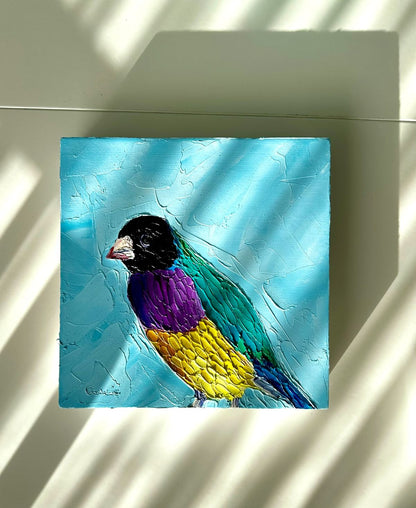Francis – Original Finch Oil Painting by Cassie Holmes