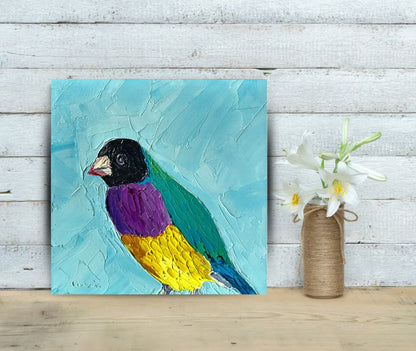 Francis – Original Finch Oil Painting by Cassie Holmes