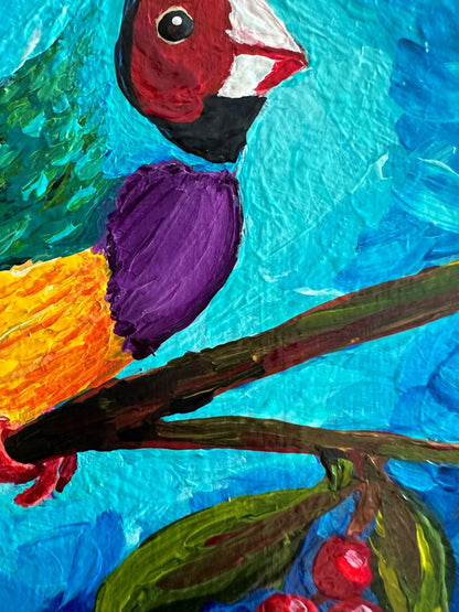 Frank the Finch – Original Acrylic Painting by Cassie Holmes