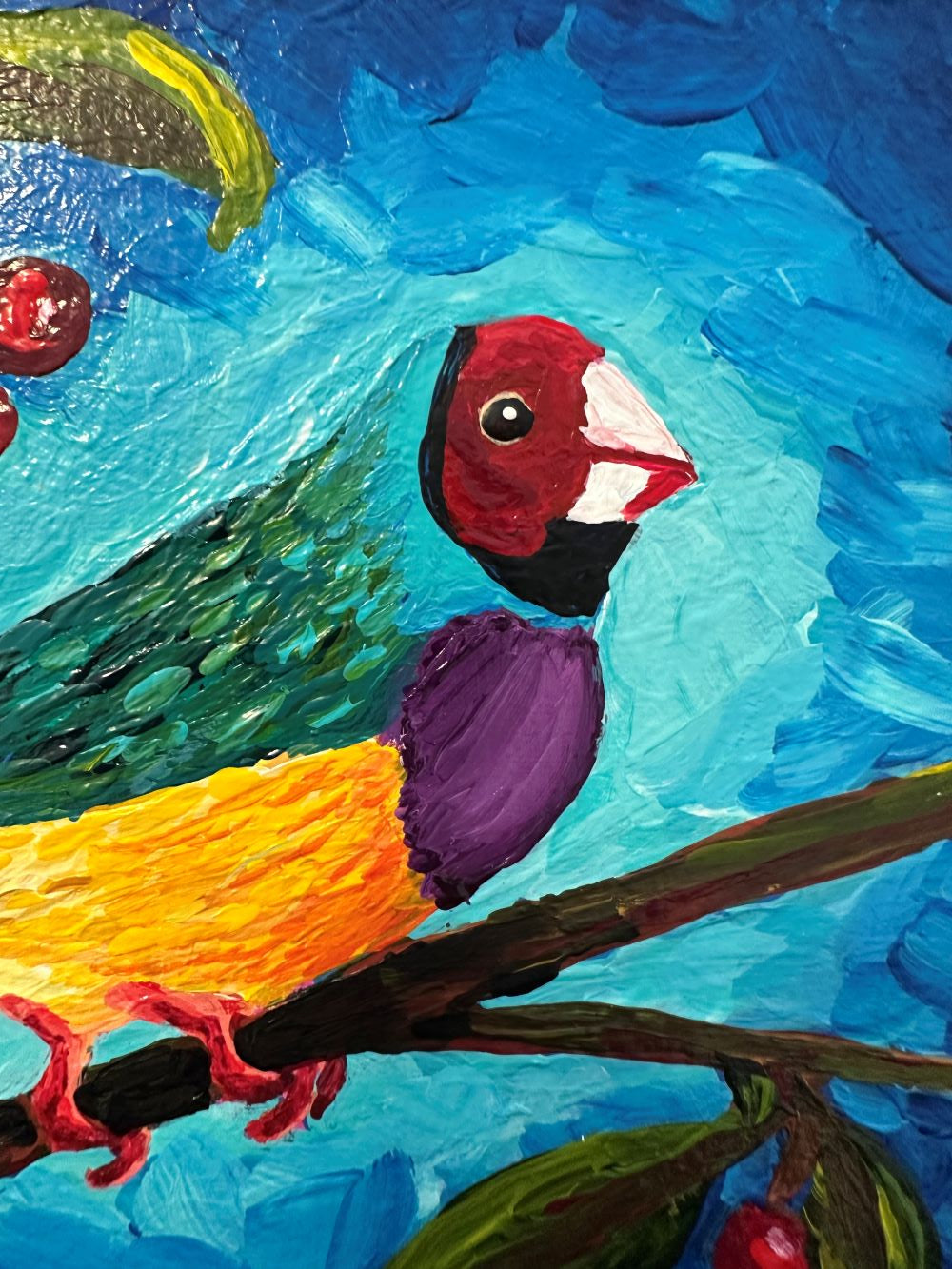 Frank the Finch – Original Acrylic Painting by Cassie Holmes