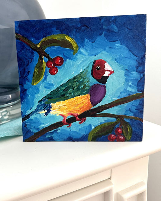 Frank the Finch – Original Acrylic Painting by Cassie Holmes