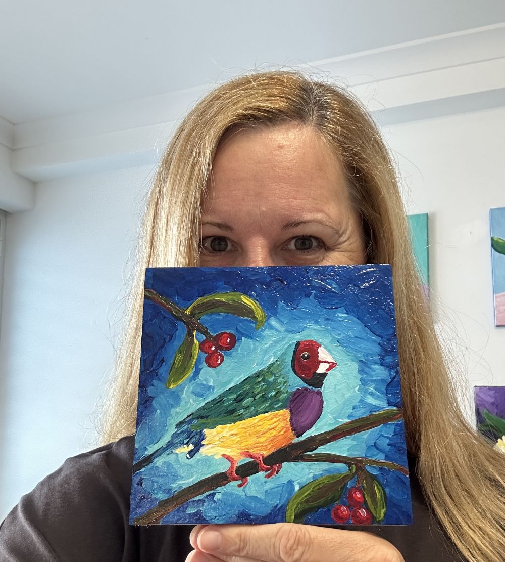 Frank the Finch – Original Acrylic Painting by Cassie Holmes