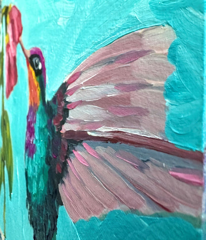 Hummingbird in Mint – Original Oil Painting by Cassie Holmes