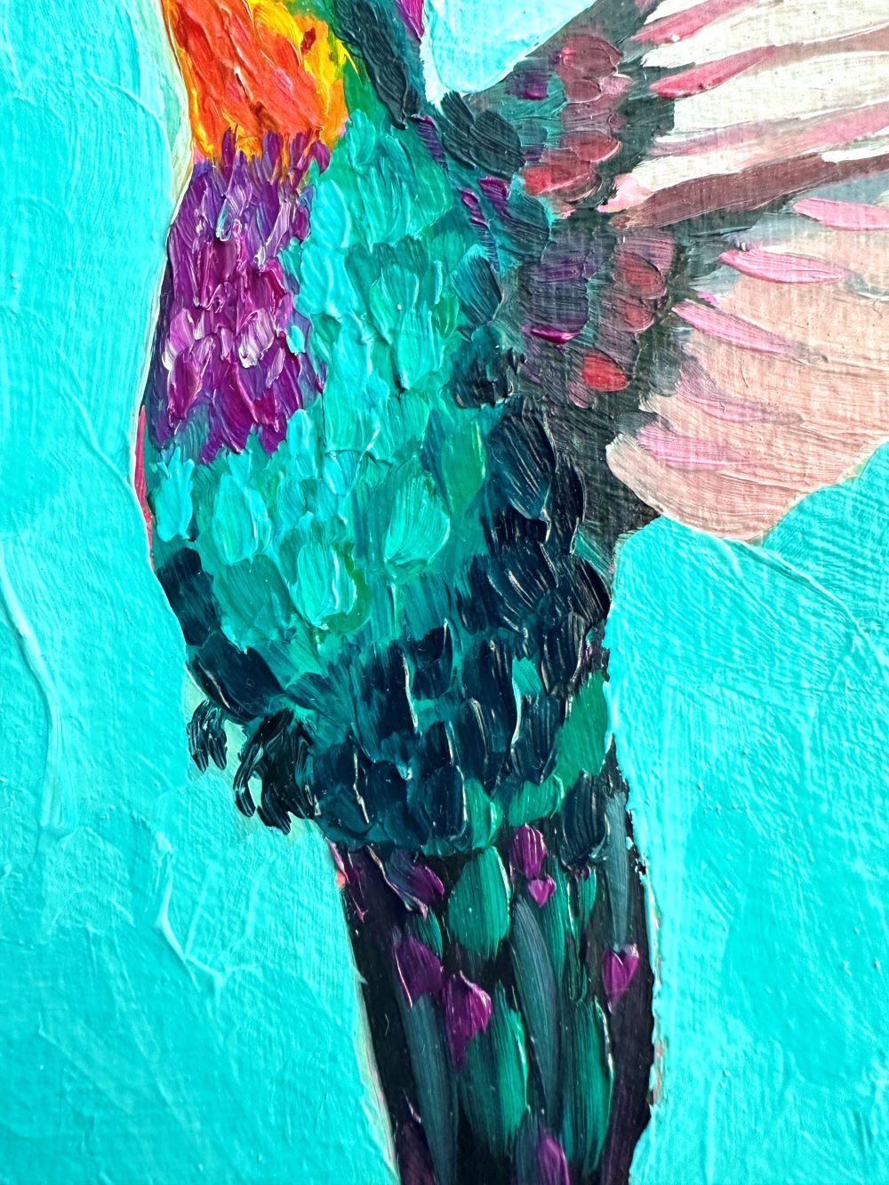Hummingbird in Mint – Original Oil Painting by Cassie Holmes
