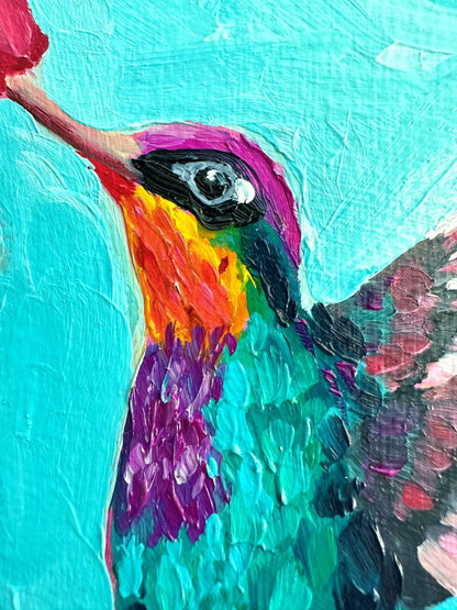 Hummingbird in Mint – Original Oil Painting by Cassie Holmes