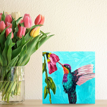 Hummingbird in Mint – Original Oil Painting by Cassie Holmes