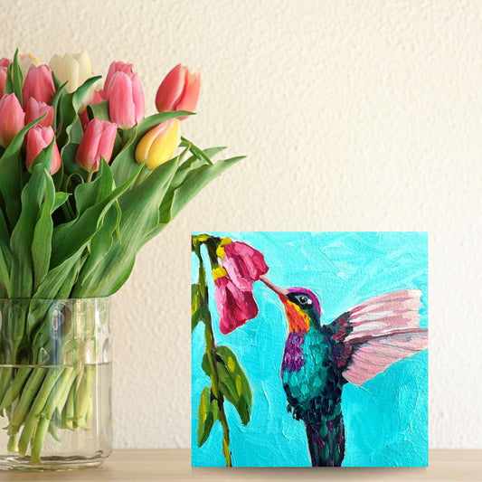 Hummingbird in Mint – Original Oil Painting by Cassie Holmes