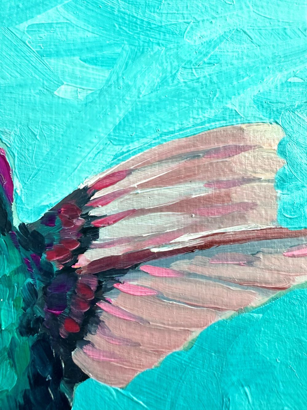Hummingbird in Mint – Original Oil Painting by Cassie Holmes