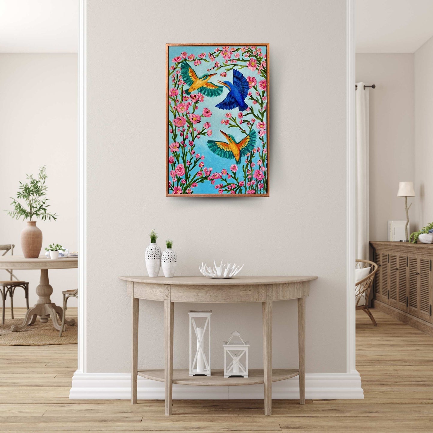 Kingfishers in Flight – Original Oil Painting by Cassie Holmes