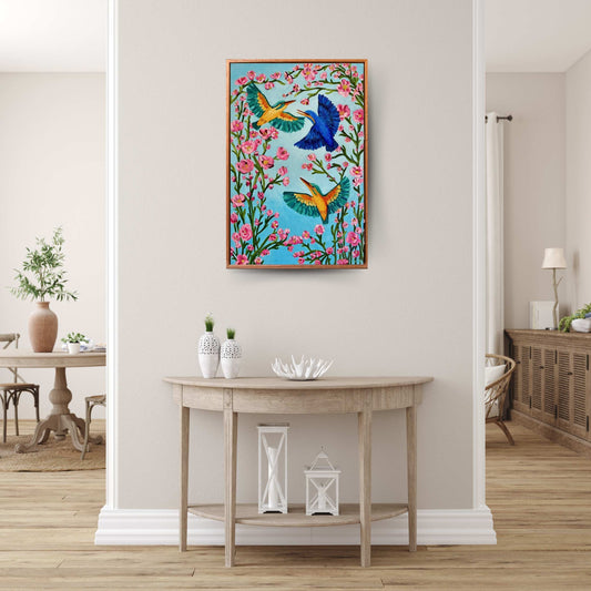 Kingfishers in Flight – Original Oil Painting by Cassie Holmes