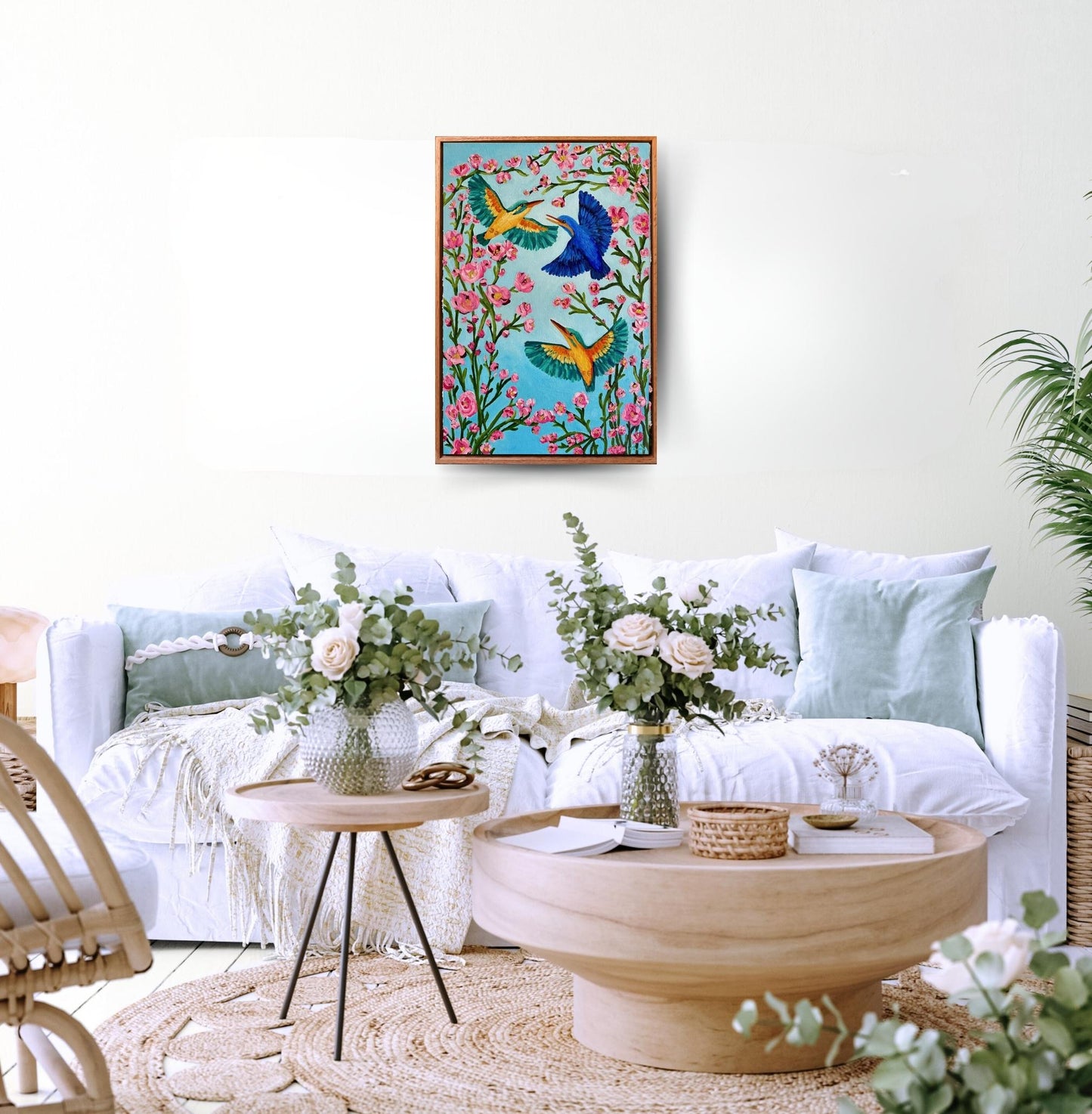 Kingfishers in Flight – Original Oil Painting by Cassie Holmes