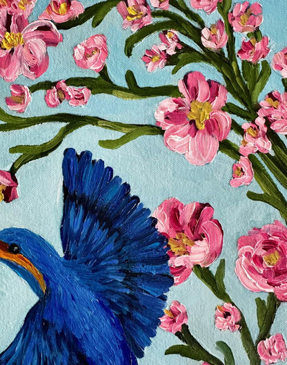 Kingfishers in Flight – Original Oil Painting by Cassie Holmes