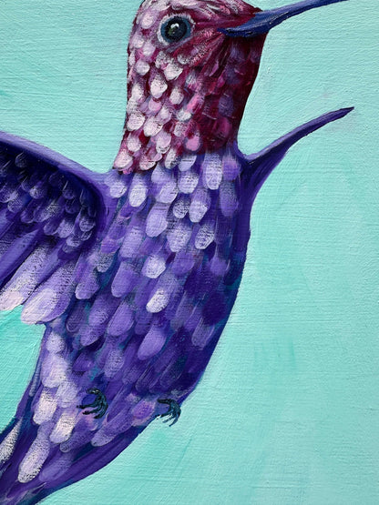 A Moment of Awe – Original Hummingbird Oil Painting by Cassie Holmes