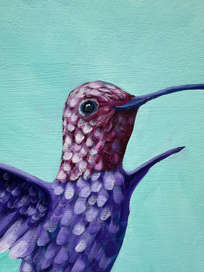A Moment of Awe – Original Hummingbird Oil Painting by Cassie Holmes