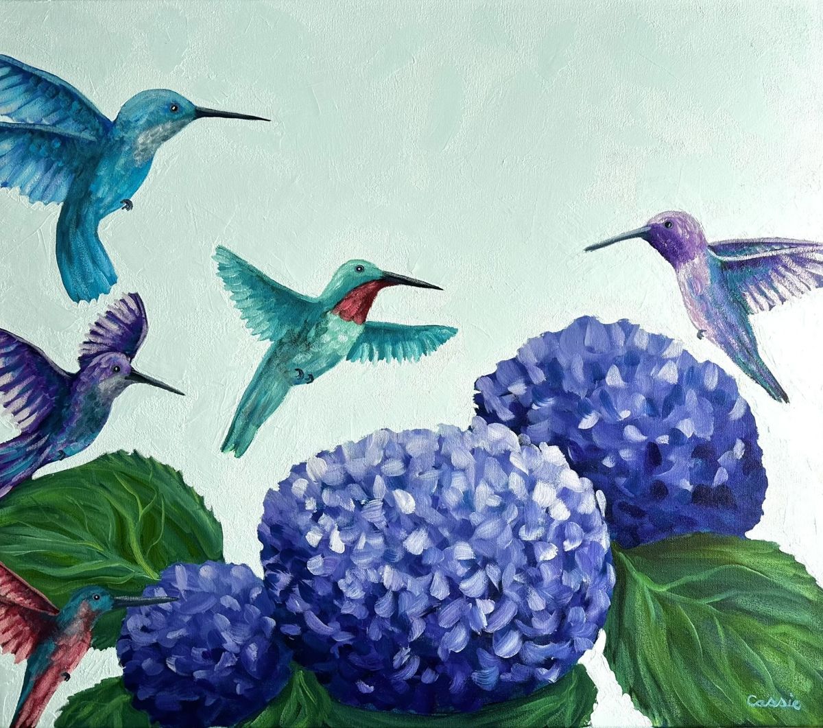Peaceful Humming - Original Oil Painting by Cassie Holmes