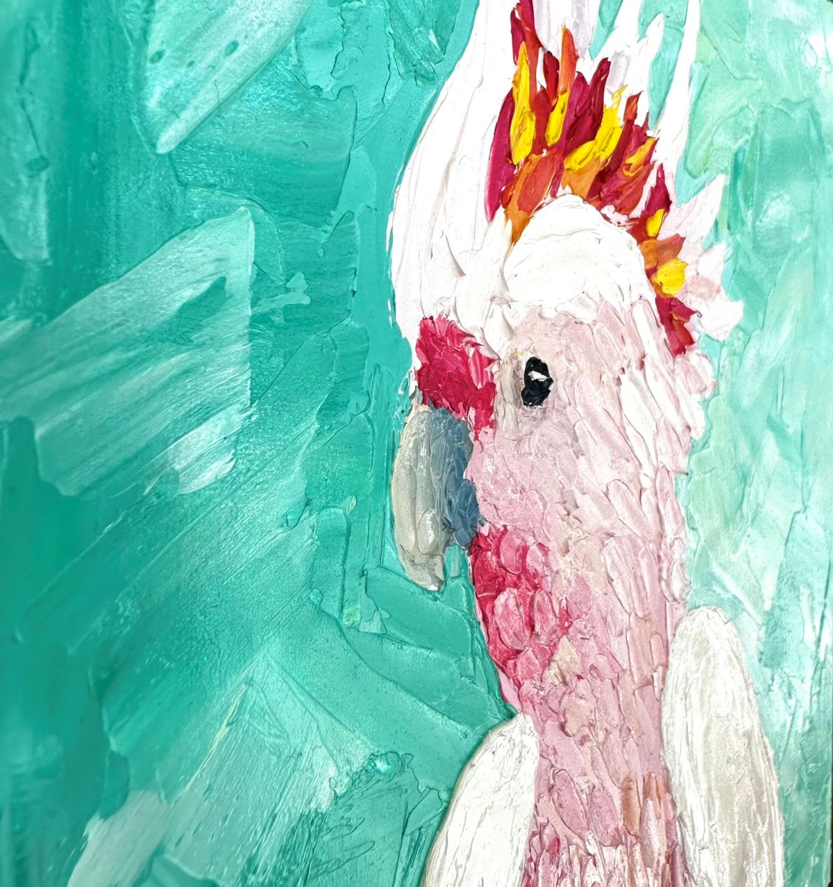 Pink Punk - Original Cockatoo Oil Painting by Cassie Holmes