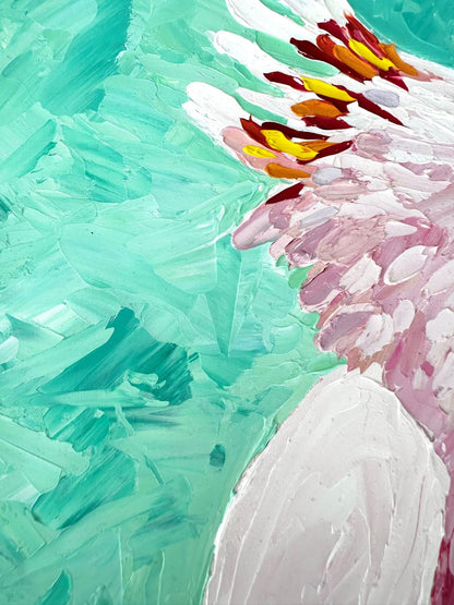 Pink Tranquillity - Original Pink Cockatoo Oil Painting by Cassie Holmes